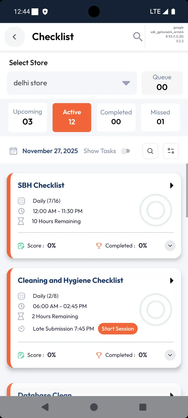 Retail operations app screen