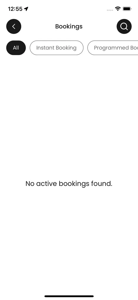 Ride-hailing cab booking app screen